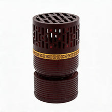 Geometric Cylindrical Incense Burner with Gold Accent Band - Black-Dark Brown