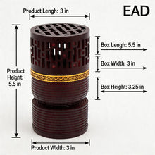 Geometric Cylindrical Incense Burner with Gold Accent Band - Black-Dark Brown