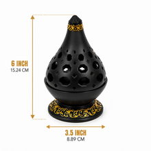 Arabesque Honeycomb Dome Incense Burner with Gold Inner Bowl – Black & Gold