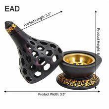Arabesque Honeycomb Dome Incense Burner with Gold Inner Bowl - Black-Gold