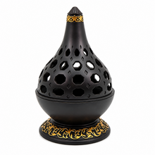 Arabesque Honeycomb Dome Incense Burner with Gold Inner Bowl – Black & Gold