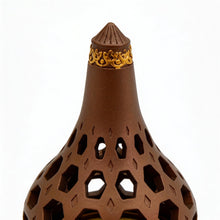 Arabesque Honeycomb Dome Incense Burner with Gold Inner Bowl - Light Brown