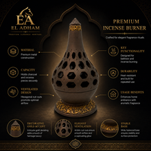 Arabesque Honeycomb Dome Incense Burner with Gold Inner Bowl - Light Brown