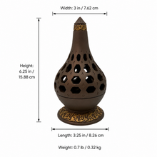 Arabesque Honeycomb Dome Incense Burner with Gold Inner Bowl - Light Brown