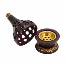 Arabesque Honeycomb Dome Incense Burner with Gold Inner Bowl - Dark Brown