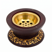 Arabesque Honeycomb Dome Incense Burner with Gold Inner Bowl - Dark Brown