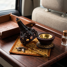 Arabesque Honeycomb Dome Incense Burner with Gold Inner Bowl - Dark Brown