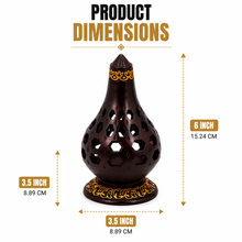 Arabesque Honeycomb Dome Incense Burner with Gold Inner Bowl - Dark Brown