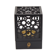 Geometric Incense Burner with Gold Bowl – Black Cube