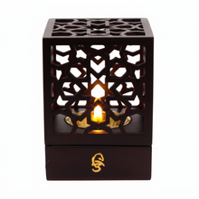 Geometric Cube Incense Burner with Gold Inner Bowl - Dark Brown