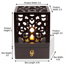 Geometric Cube Incense Burner with Gold Inner Bowl - Dark Brown