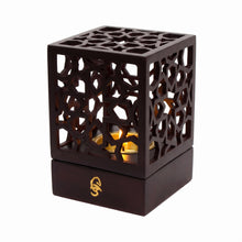 Geometric Cube Incense Burner with Gold Inner Bowl - Dark Brown