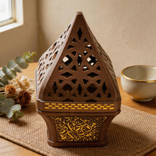 Ornate Pyramid Incense Burner with Arabic Calligraphy Base - Light Brown
