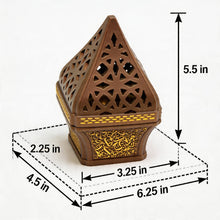 Ornate Pyramid Incense Burner with Arabic Calligraphy Base - Light Brown