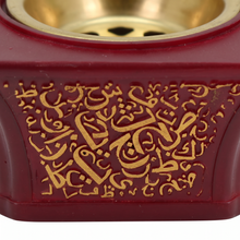 Ornate Pyramid Incense Burner with Arabic Calligraphy Base - Red