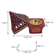 Ornate Pyramid Incense Burner with Arabic Calligraphy Base - Red