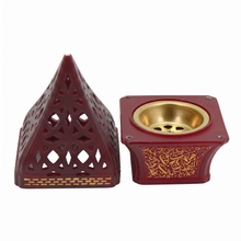 Ornate Pyramid Incense Burner with Arabic Calligraphy Base - Red