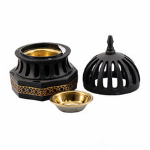 Luxury Slitted Dome Incense Burner - Black-Gold