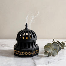 Luxury Slitted Dome Incense Burner - Black-Gold