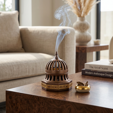 Luxury Slitted Dome Incense Burner - Light Brown