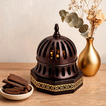 Luxury Slitted Dome Incense Burner - Dark Brown