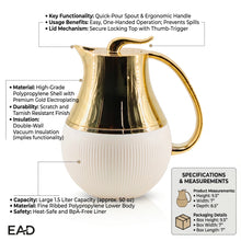 Royal White & Gold Thermal Jug 1L