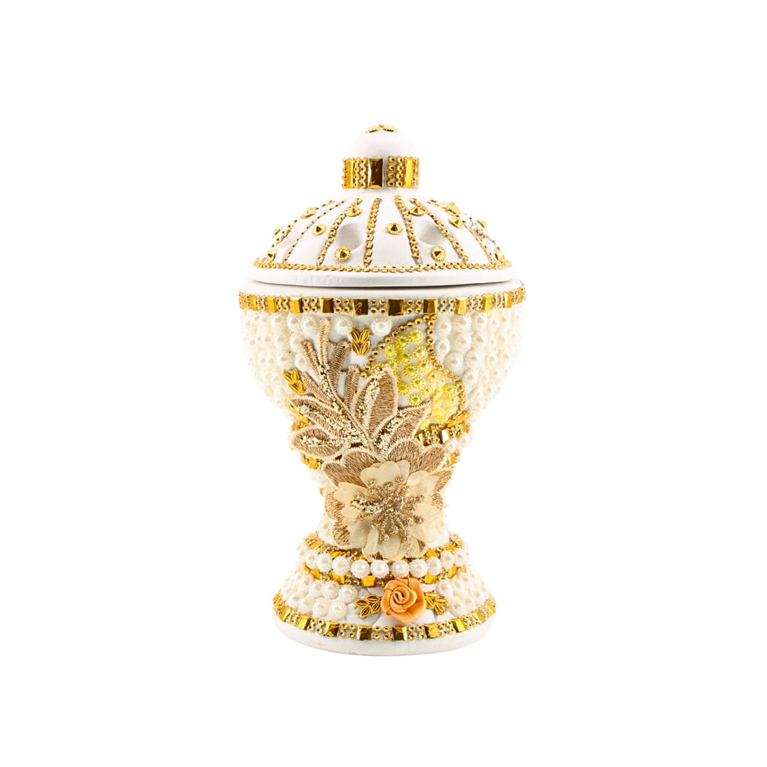 Large White-Gold Traditional Clay Incense Burner | www.eladhamdist.com