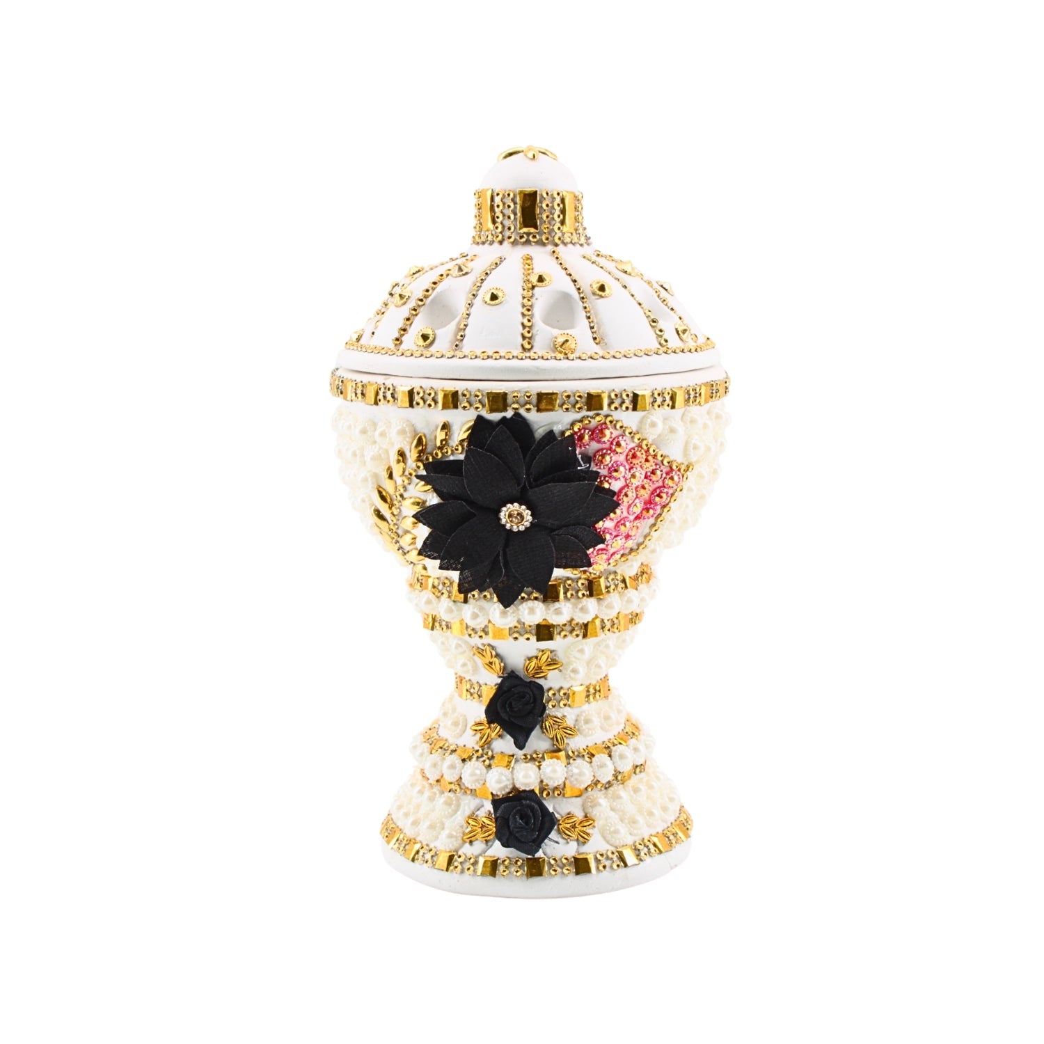 Large White-Gold Traditional Clay Incense Burner | www.eladhamdist.com