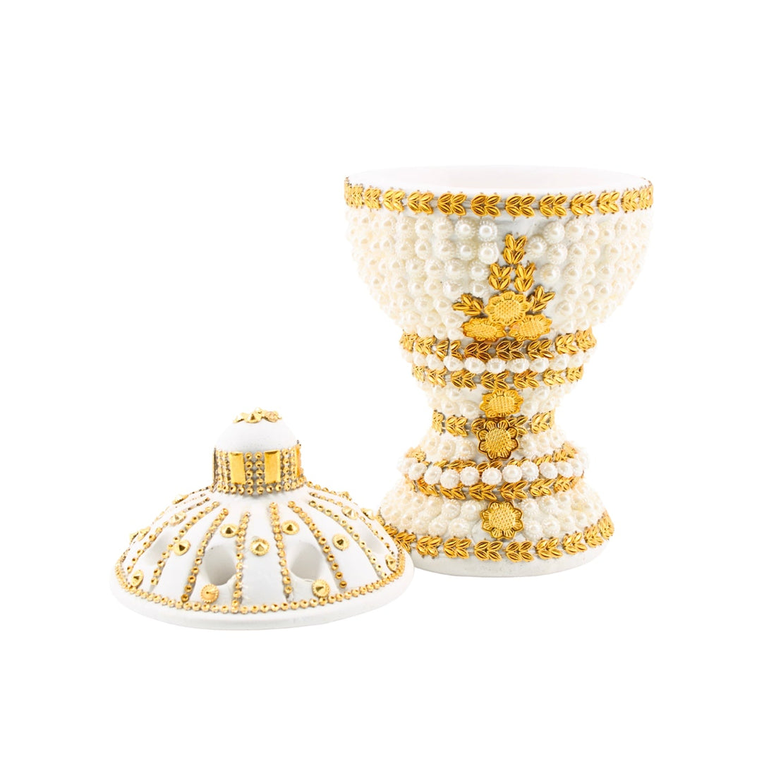 Large White-Gold Traditional Clay Incense Burner | www.eladhamdist.com