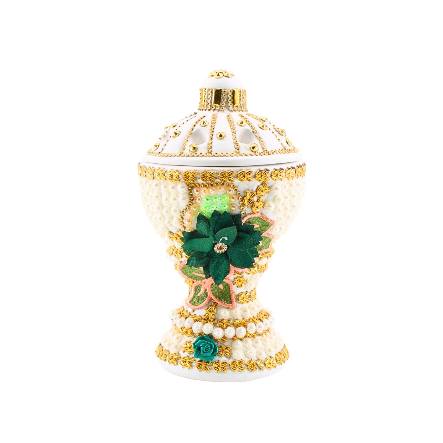 Large White-Gold Traditional Clay Incense Burner | www.eladhamdist.com