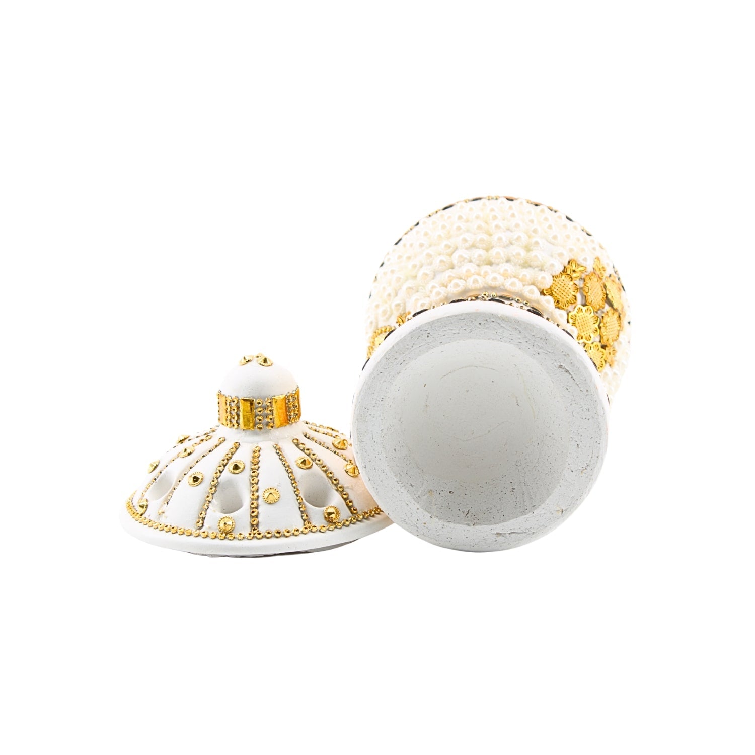 Large White-Gold Traditional Clay Incense Burner | www.eladhamdist.com