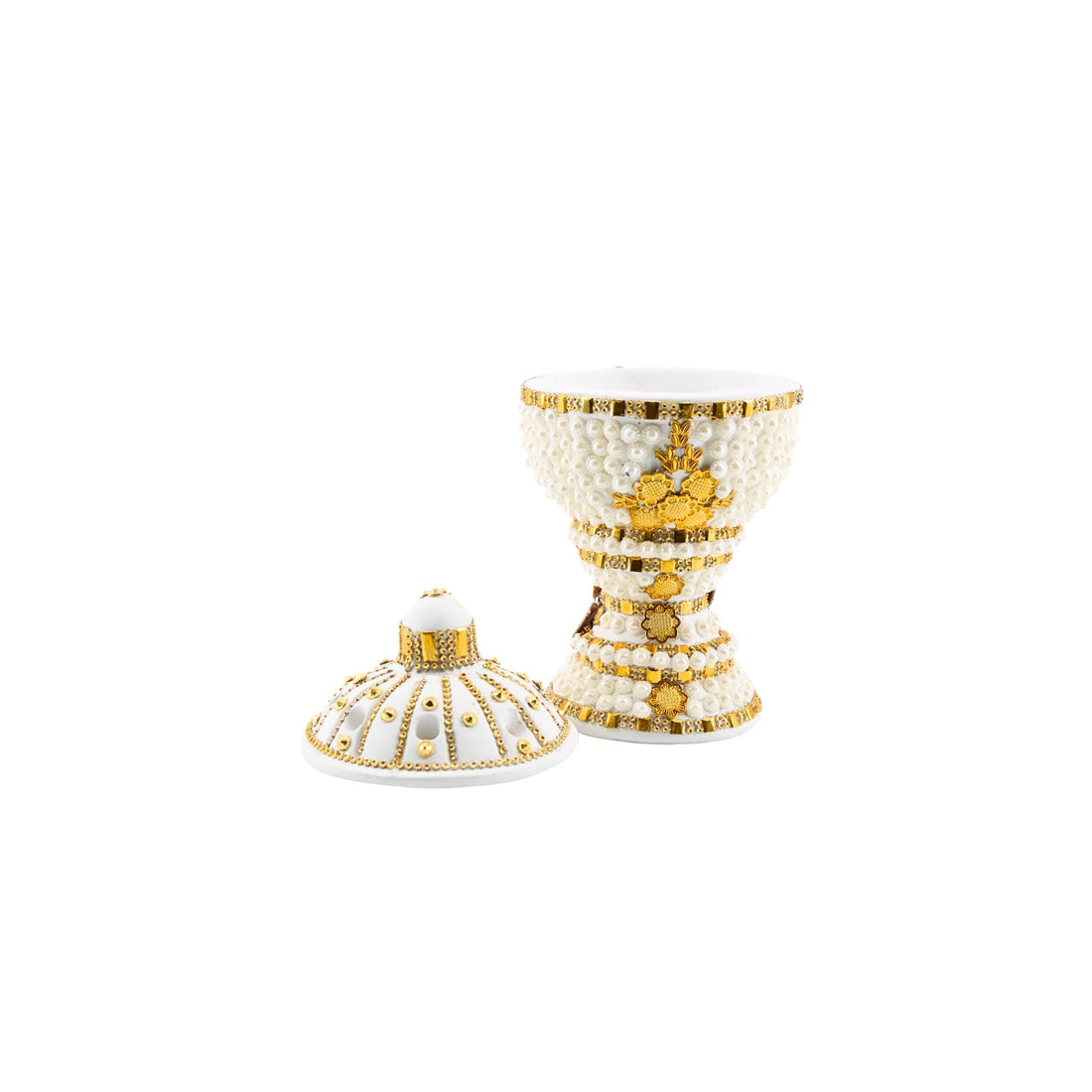 Large White-Gold Traditional Clay Incense Burner | www.eladhamdist.com