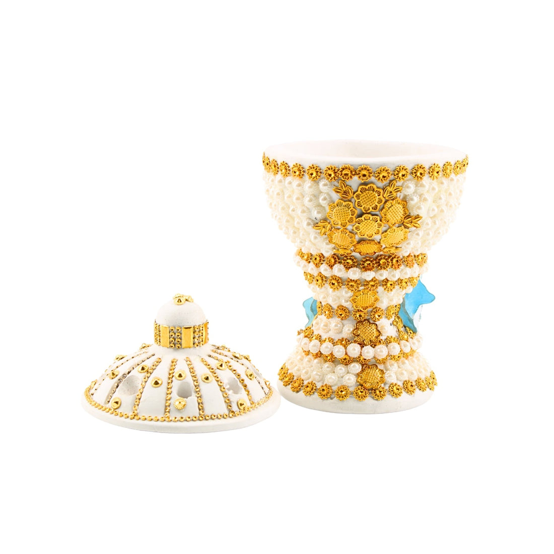 Large White-Gold Traditional Clay Incense Burner | www.eladhamdist.com