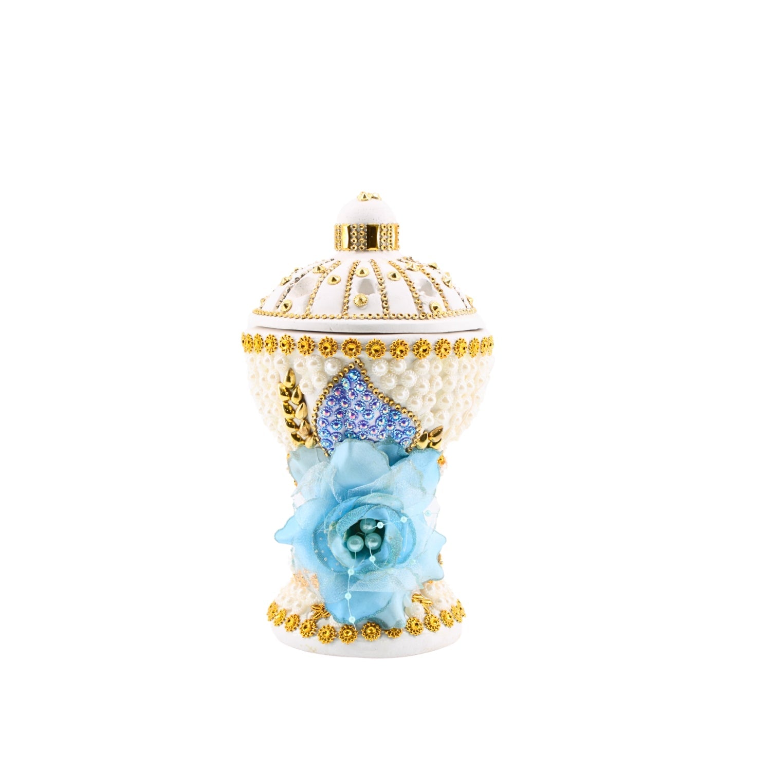 Large White-Gold Traditional Clay Incense Burner | www.eladhamdist.com