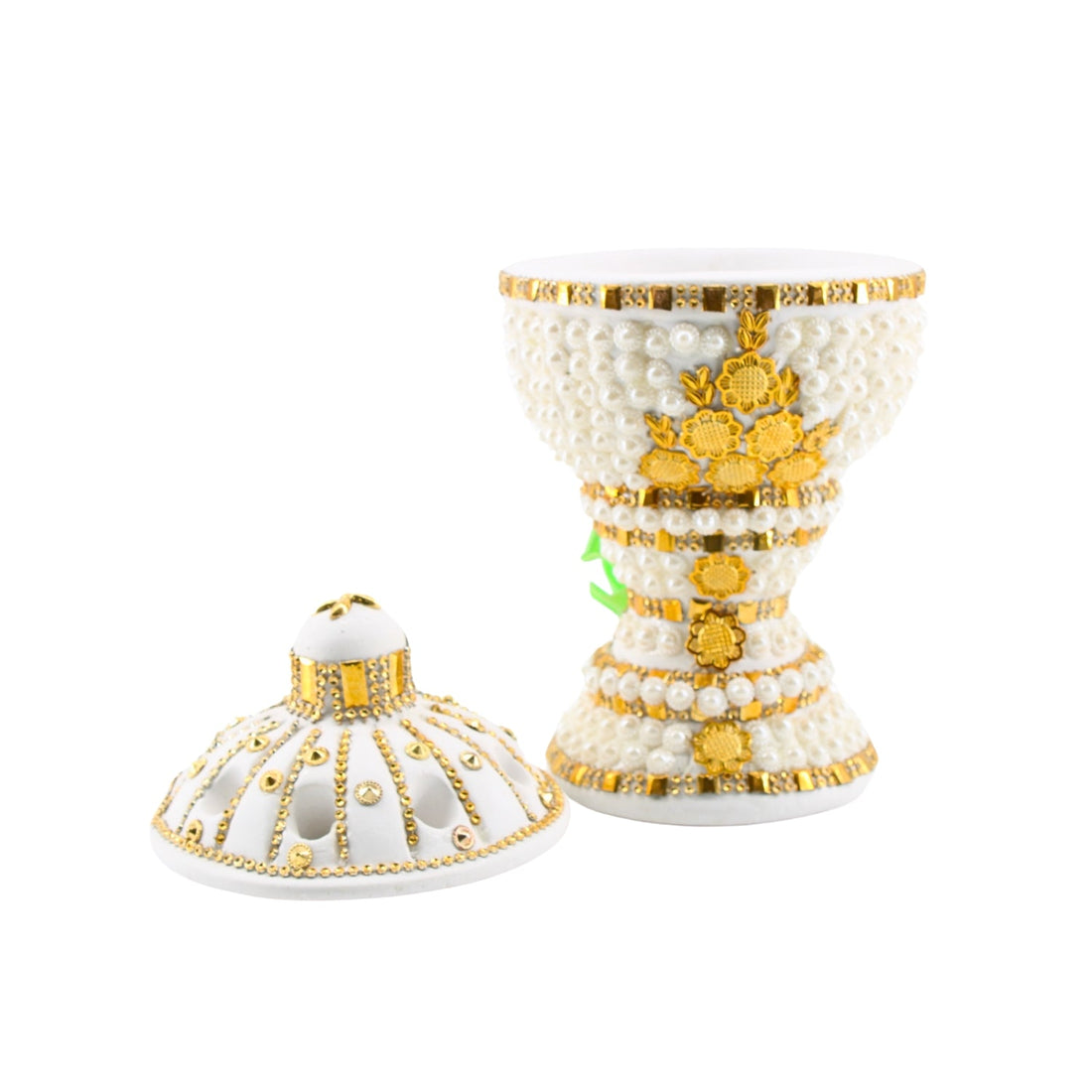 Large White-Gold Traditional Clay Incense Burner | www.eladhamdist.com