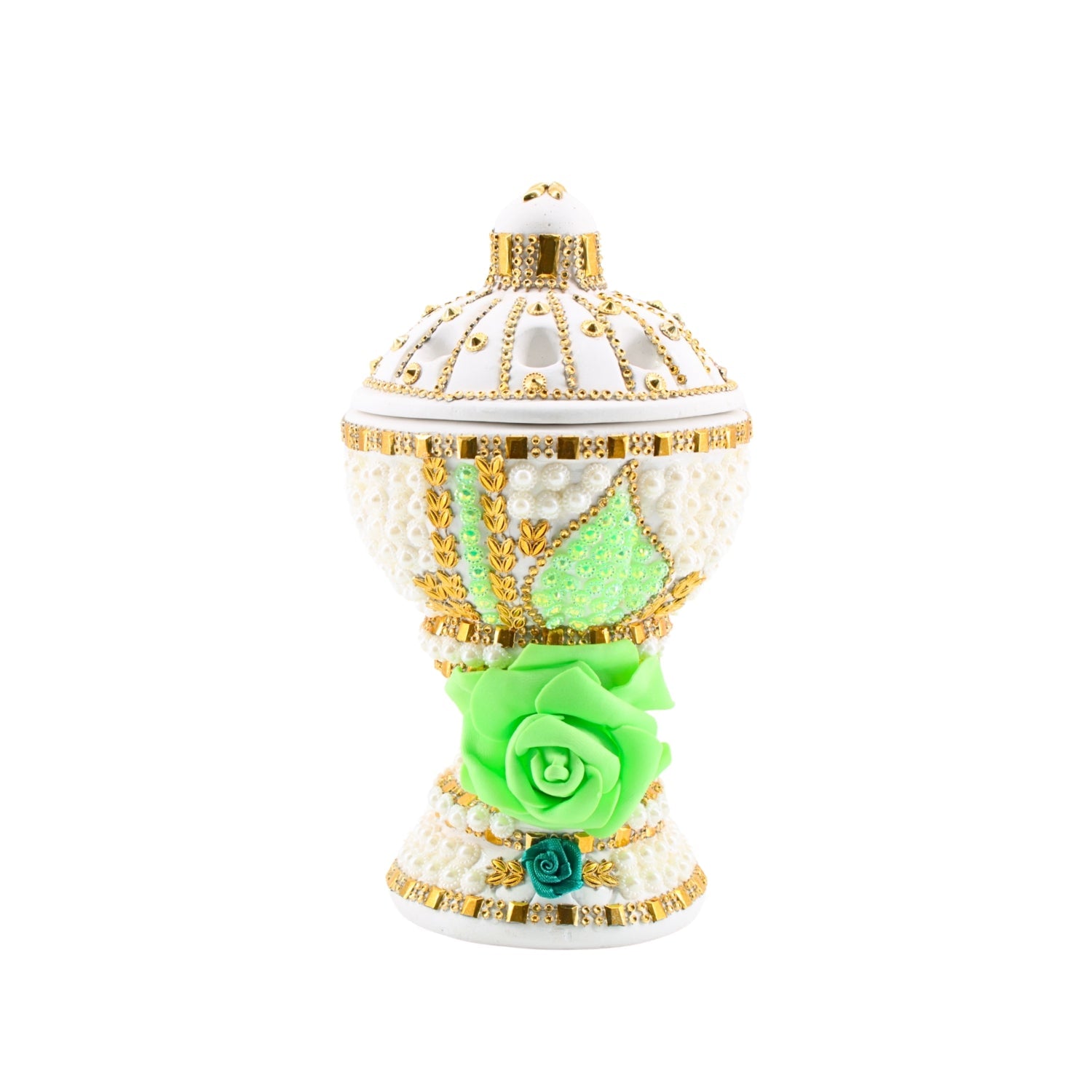 Large White-Gold Traditional Clay Incense Burner | www.eladhamdist.com