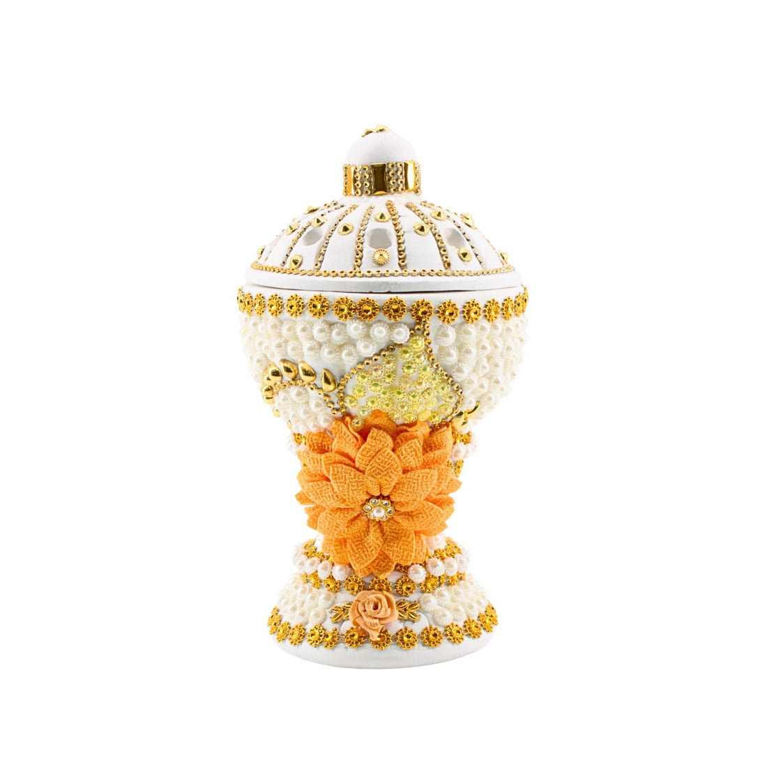 Large White-Gold Traditional Clay Incense Burner | www.eladhamdist.com