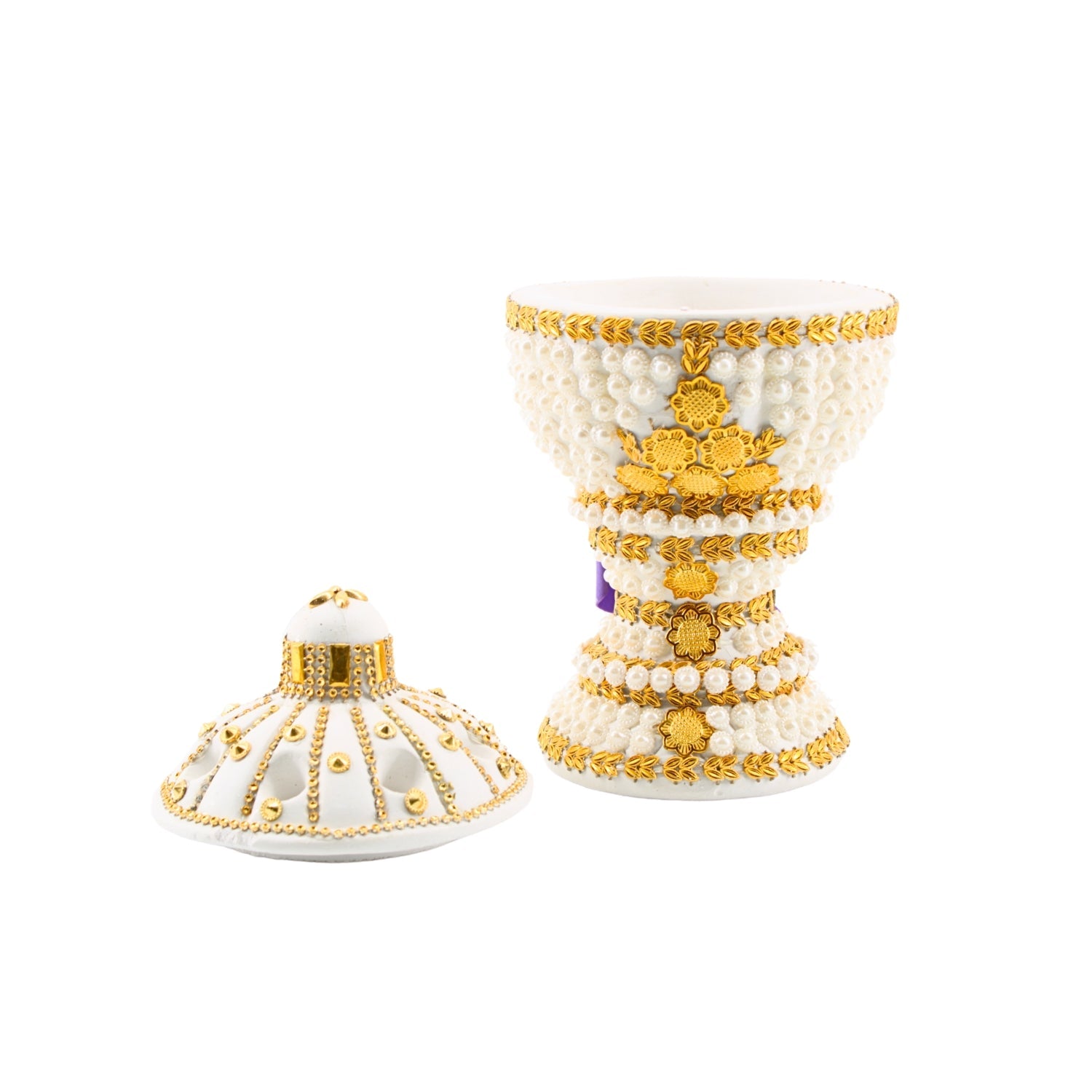 Large White-Gold Traditional Clay Incense Burner | www.eladhamdist.com