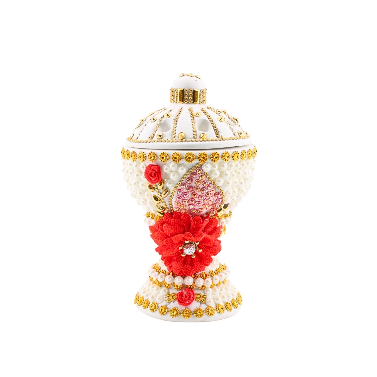 Large White-Gold Traditional Clay Incense Burner | www.eladhamdist.com