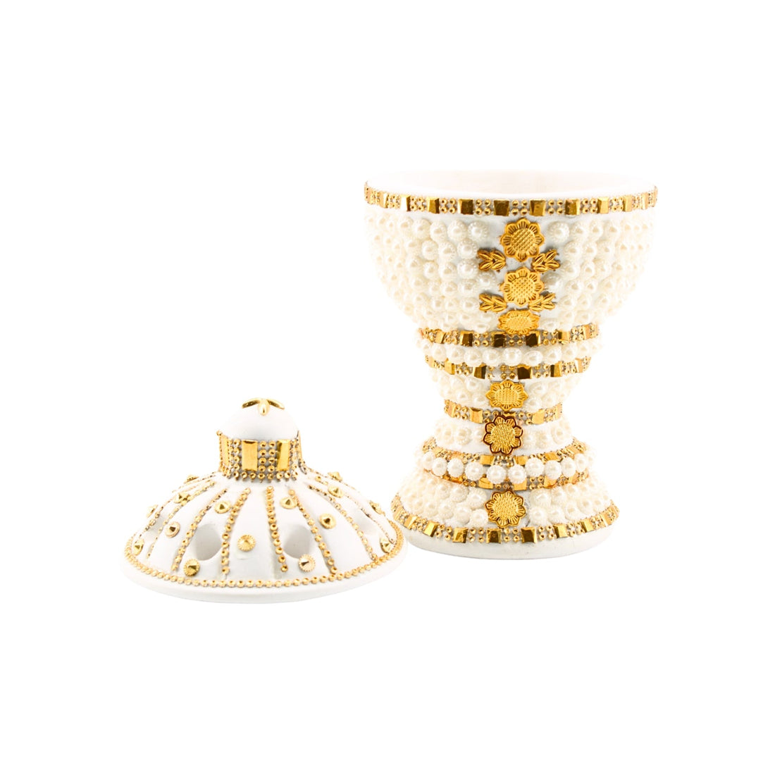 Large White-Gold Traditional Clay Incense Burner | www.eladhamdist.com