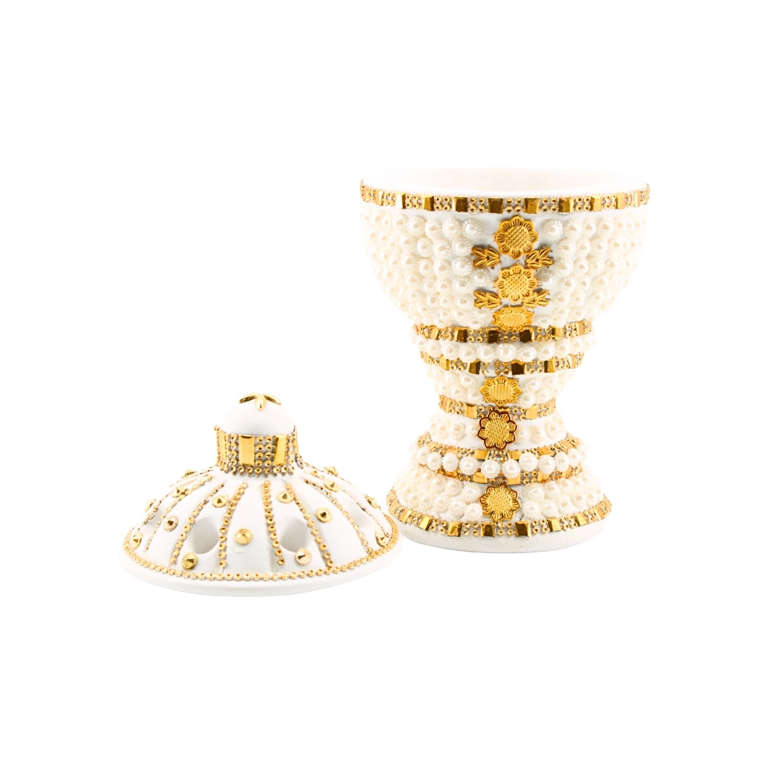 Large White-Gold Traditional Clay Incense Burner | www.eladhamdist.com