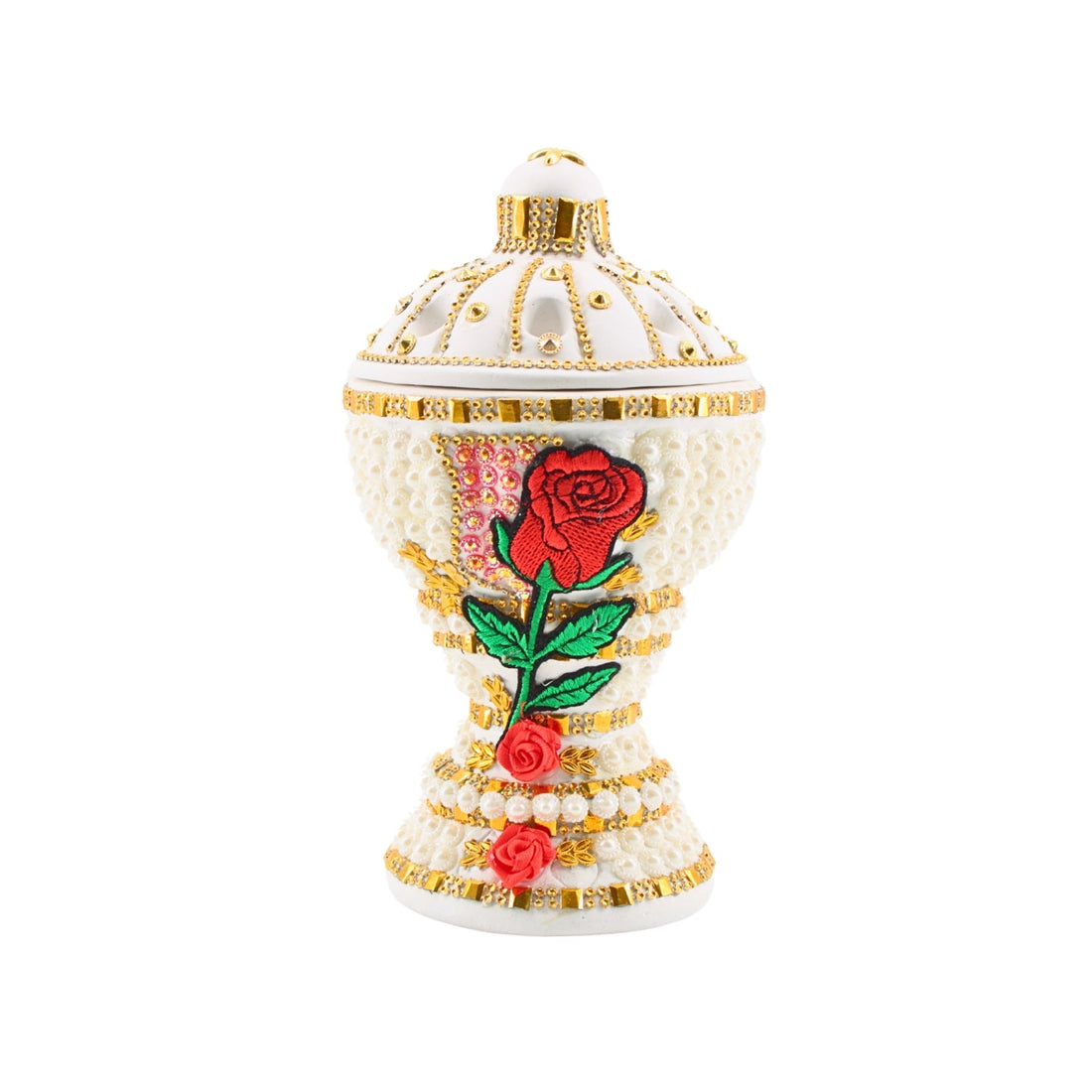 Large White-Gold Traditional Clay Incense Burner | www.eladhamdist.com