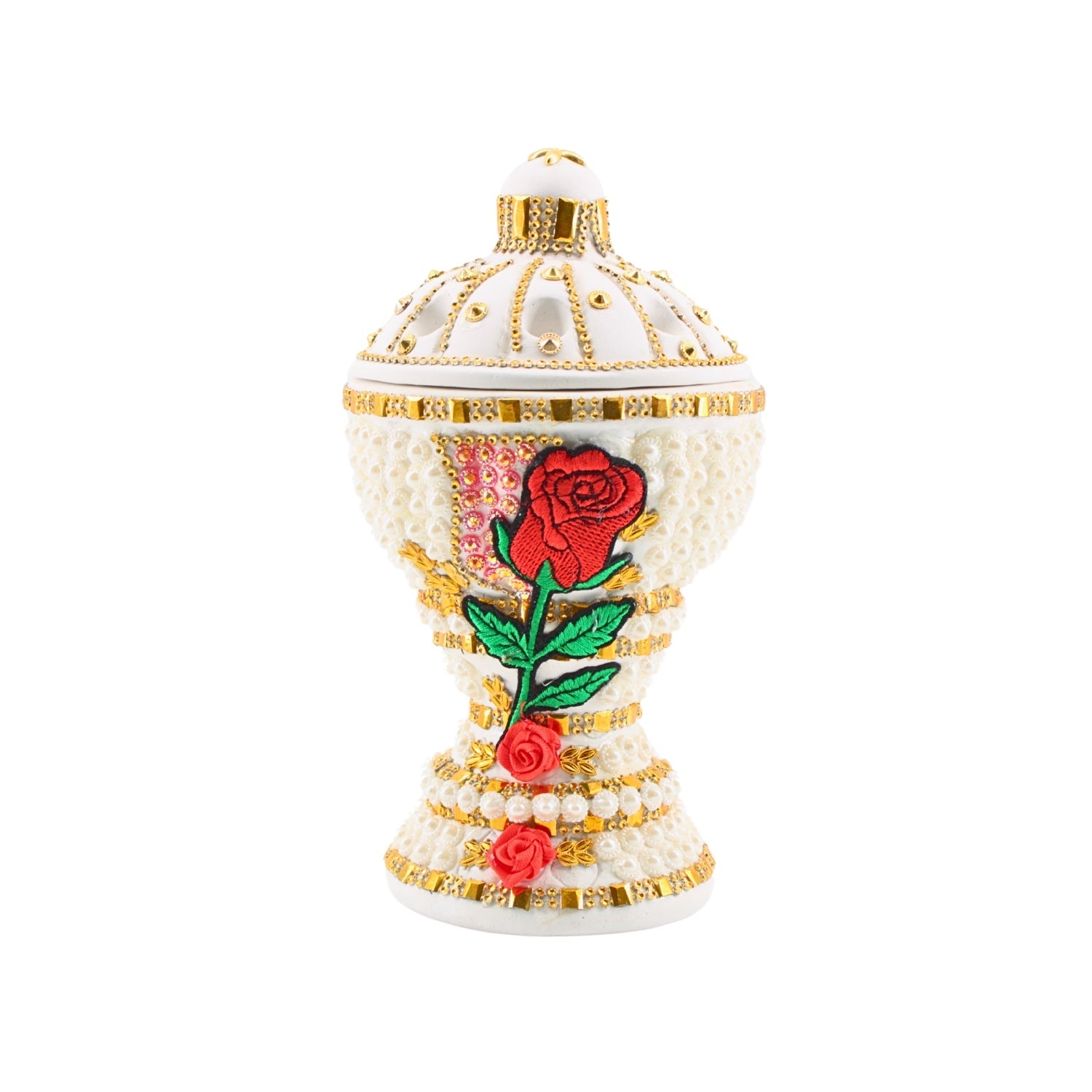 Large White-Gold Traditional Clay Incense Burner | www.eladhamdist.com