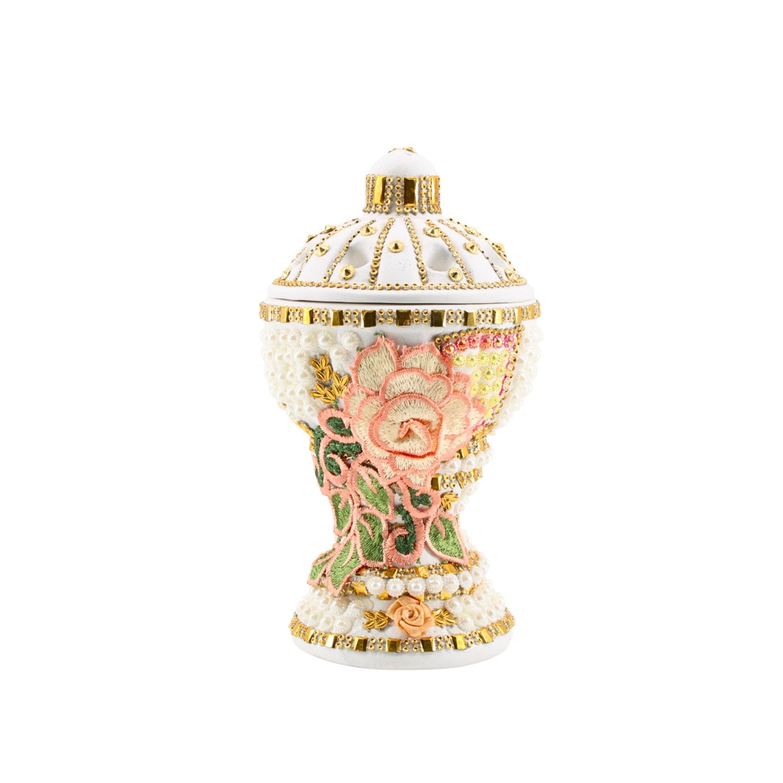 Large White-Gold Traditional Clay Incense Burner | www.eladhamdist.com