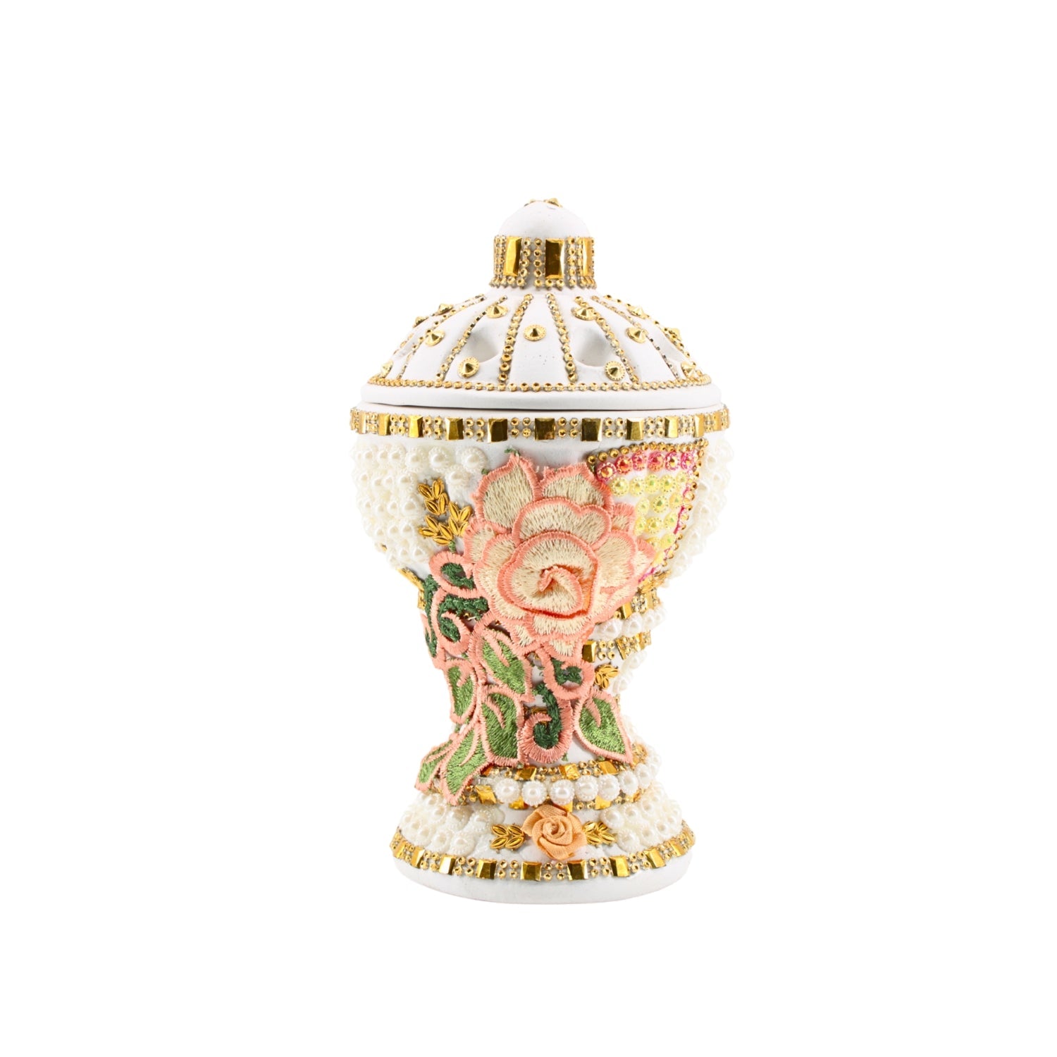 Large White-Gold Traditional Clay Incense Burner | www.eladhamdist.com
