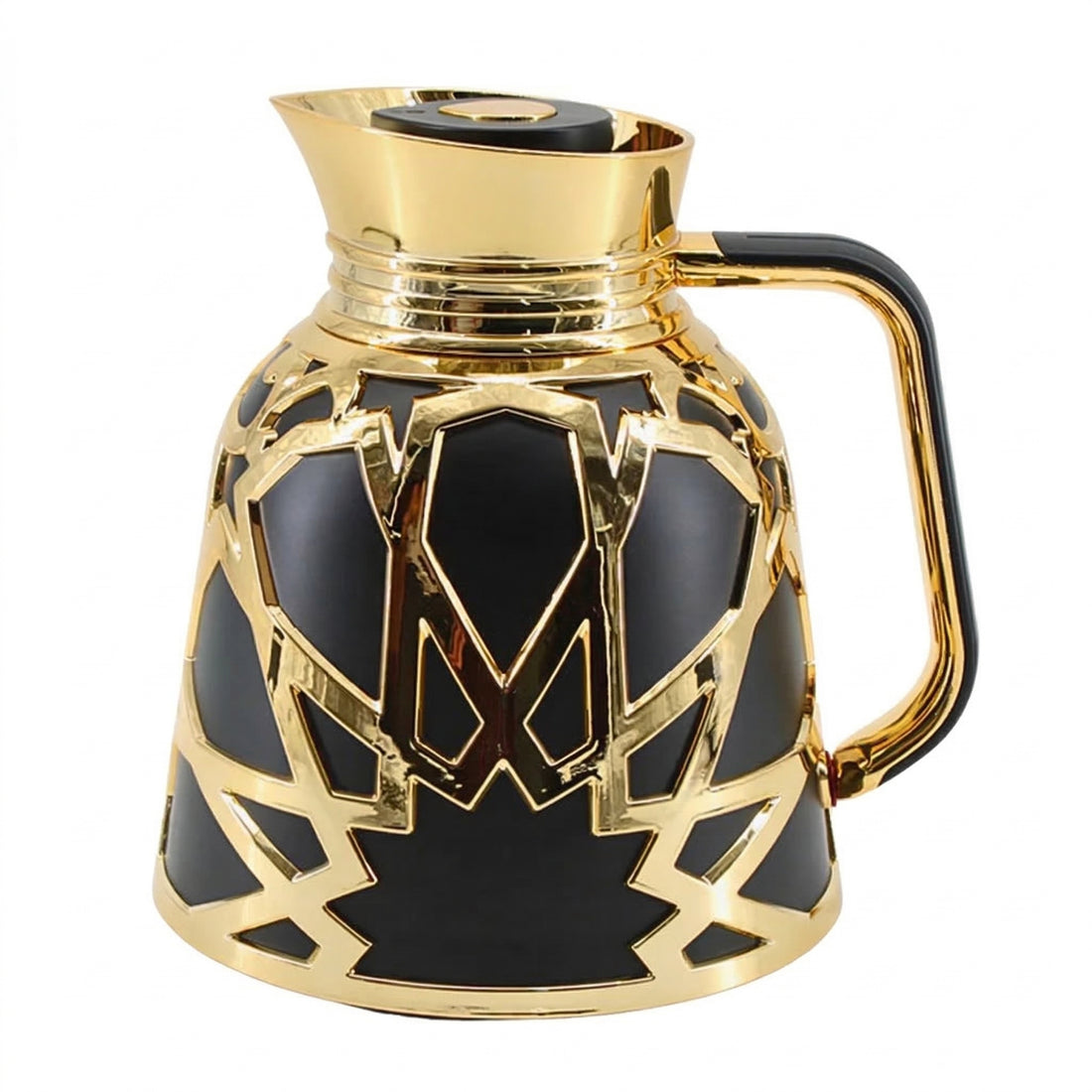 Premium Geometric Insulated Serving Flask - Black & Gold