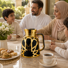 Premium Geometric Insulated Serving Flask - Black & Gold
