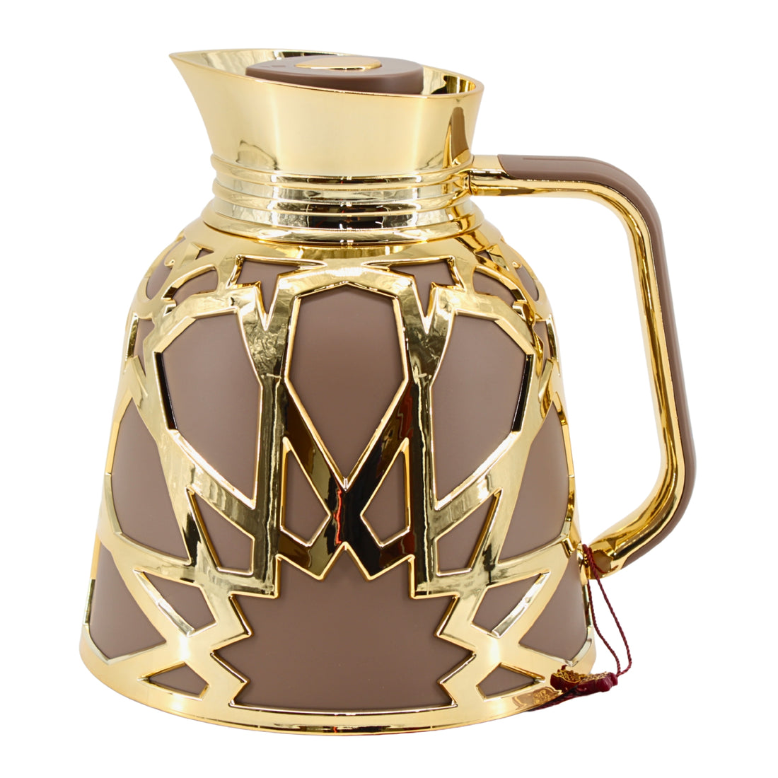 Premium Geometric Insulated Serving Flask - Brown & Gold
