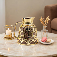 Premium Geometric Insulated Serving Flask - Brown & Gold