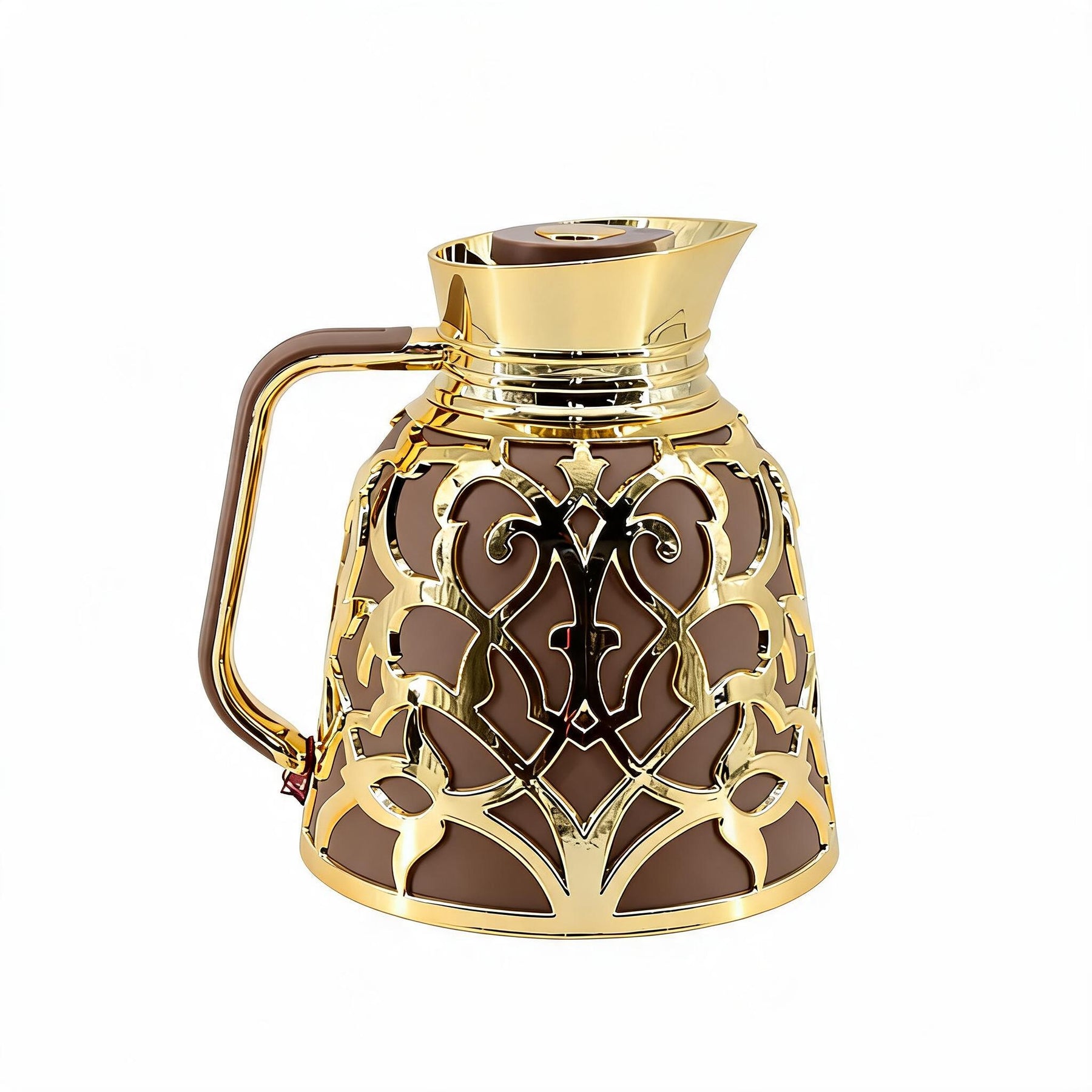 Premium Geometric Insulated Serving Flask - Brown & Gold